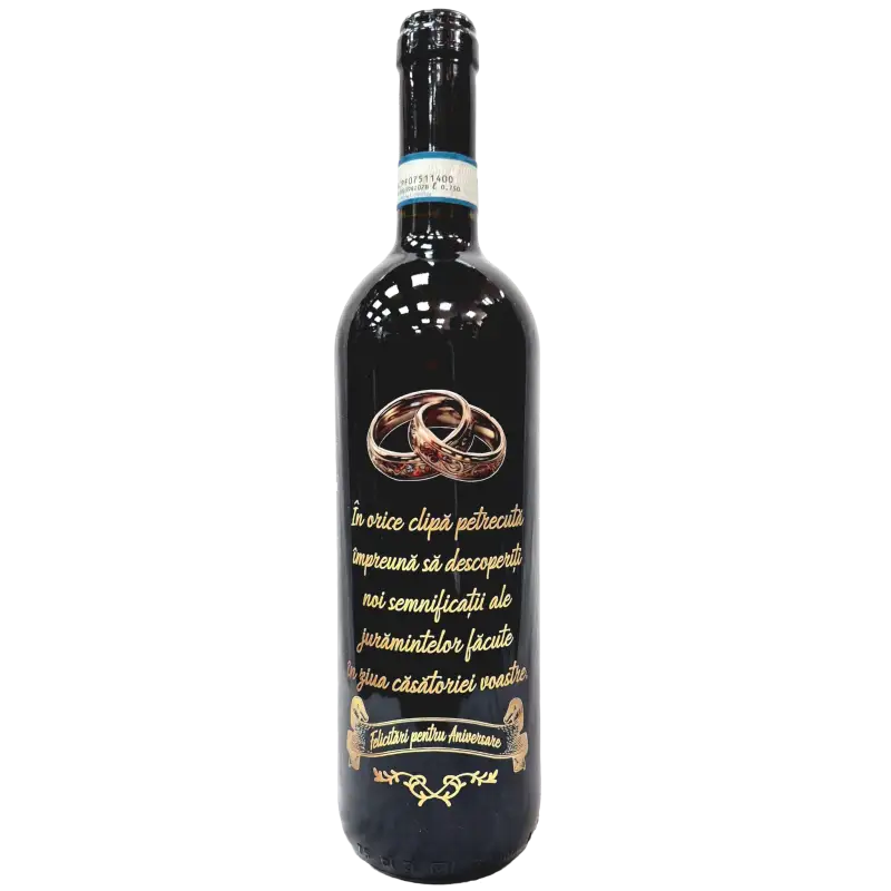 Felicitari pentru aniversare, vin rosu cabernet sauvignon, demisec, 750ml, 13.5% alcool